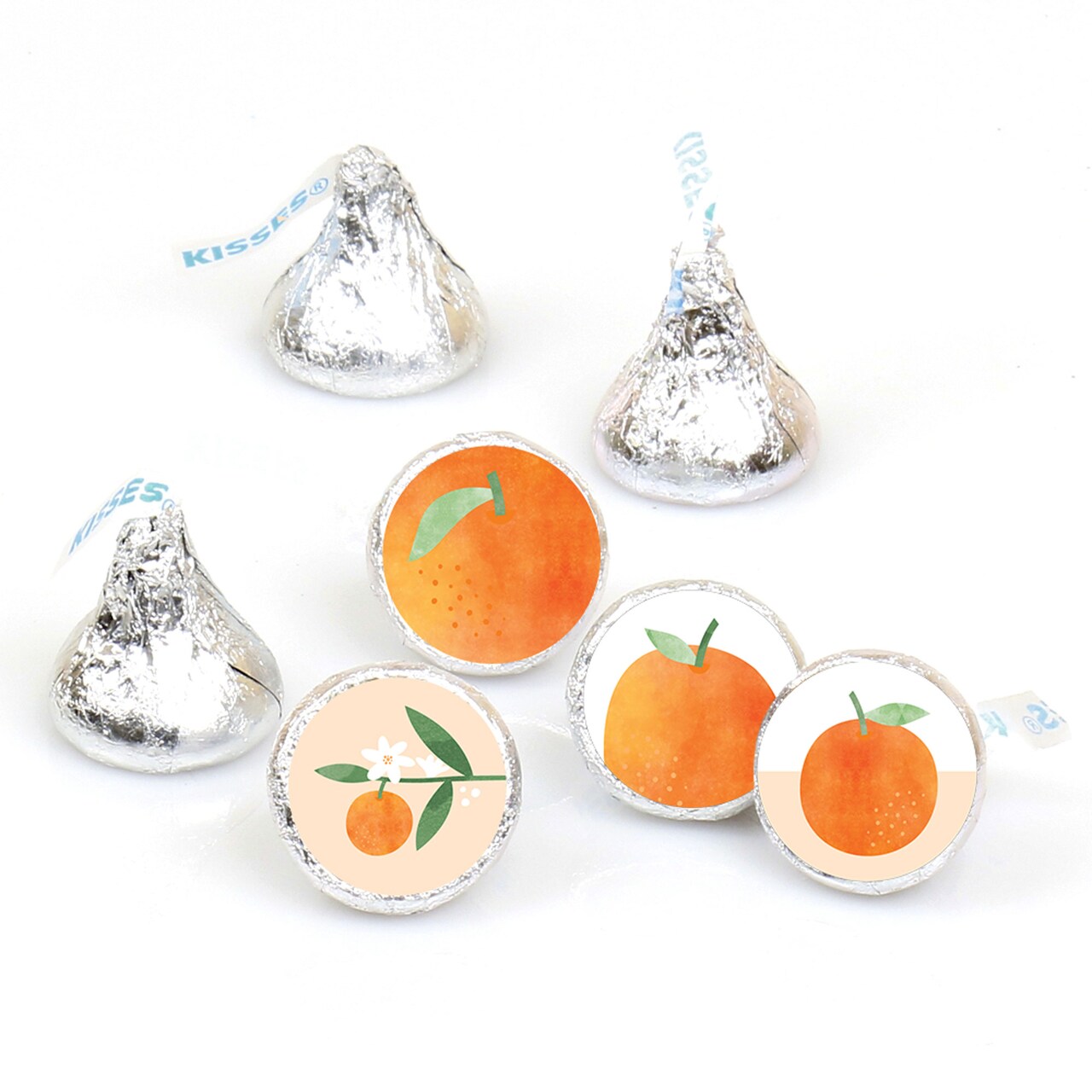 Big Dot of Happiness Little Cutie Clementine - Orange Citrus Baby Shower or Birthday Party Round Candy Sticker Labels Fits Chocolate Candy 108 Ct